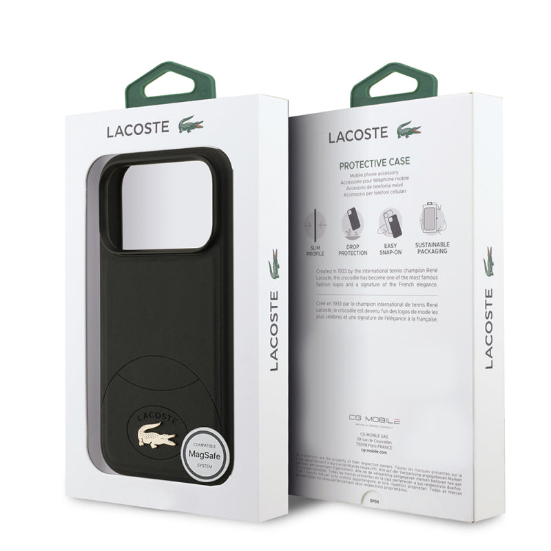Lacoste Orjinal Lisanslı M-safe Şarj Özellikli Deri Tasarımlı Metal Logolu Kapak Siyah