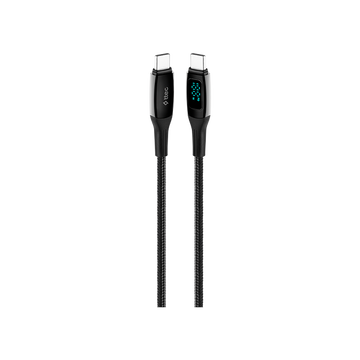 ttec AlumiCable LCD USB-C – USB-C 100W PD/QC 150cm Hızlı Şarj/Data Kablosu Siyah