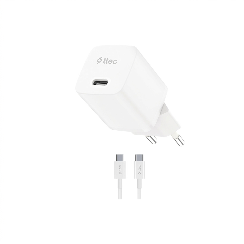ttec SmartCharger GAN 30W PD Seyahat Hızlı Şarj Aleti + USB-C - USB-C 3A Kablo