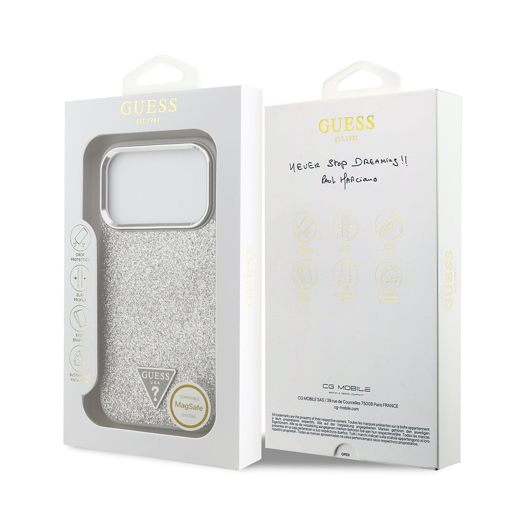Gues Orjinal Lisanslı Üçgen Logolu Glitter Kapak Silver