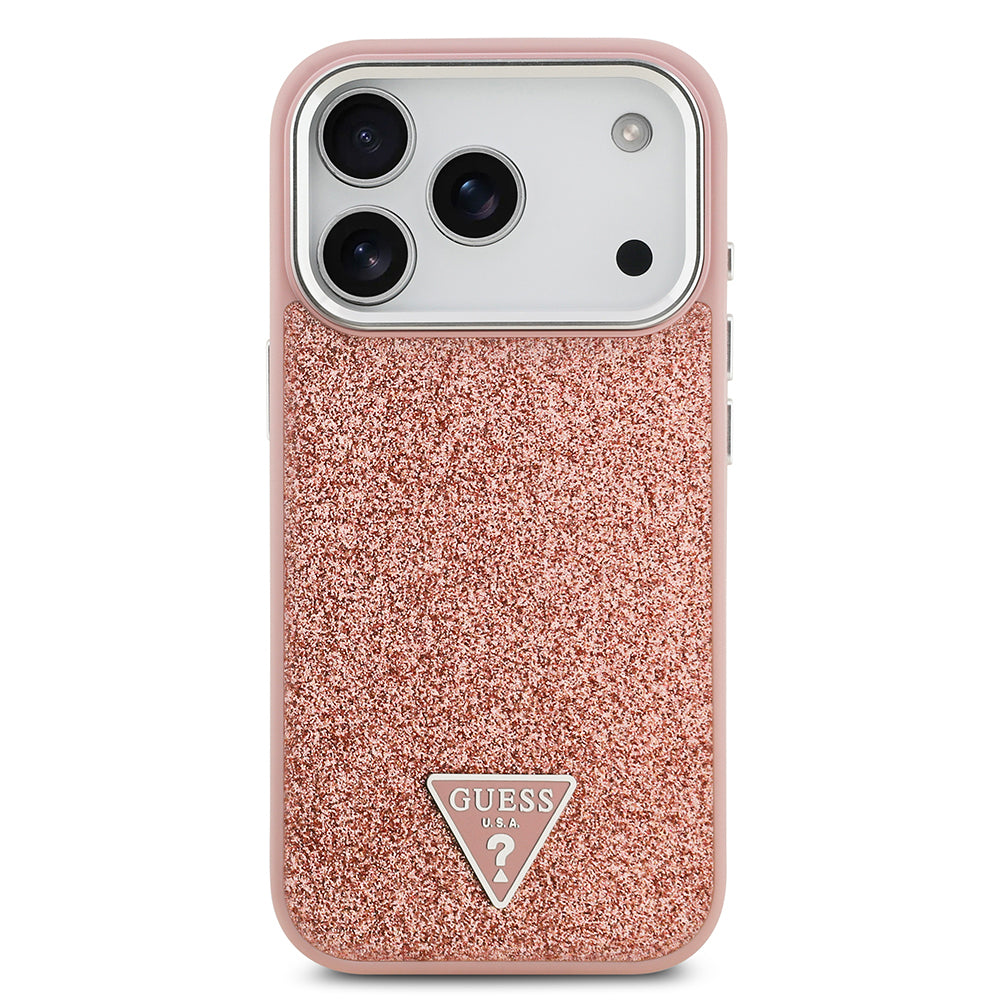 Gues Orjinal Lisanslı Üçgen Logolu Glitter Kapak Pembe