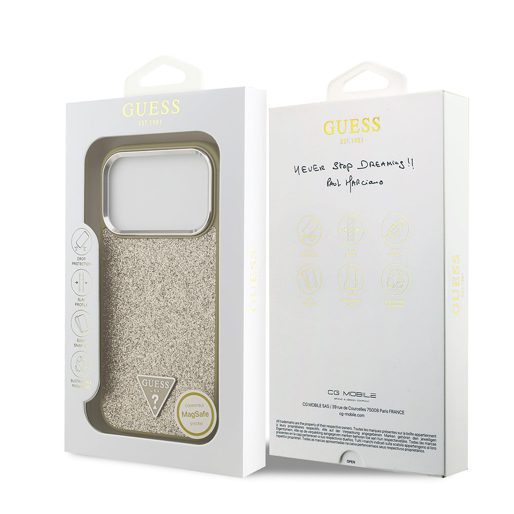 Gues Orjinal Lisanslı Üçgen Logolu Glitter Kapak Gold