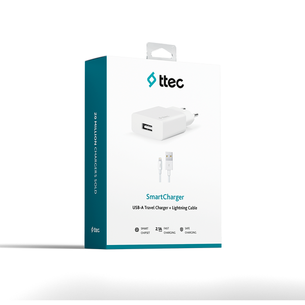 ttec SmartCharger 2.1A Seyahat Şarj Aleti + Lightning Kablo