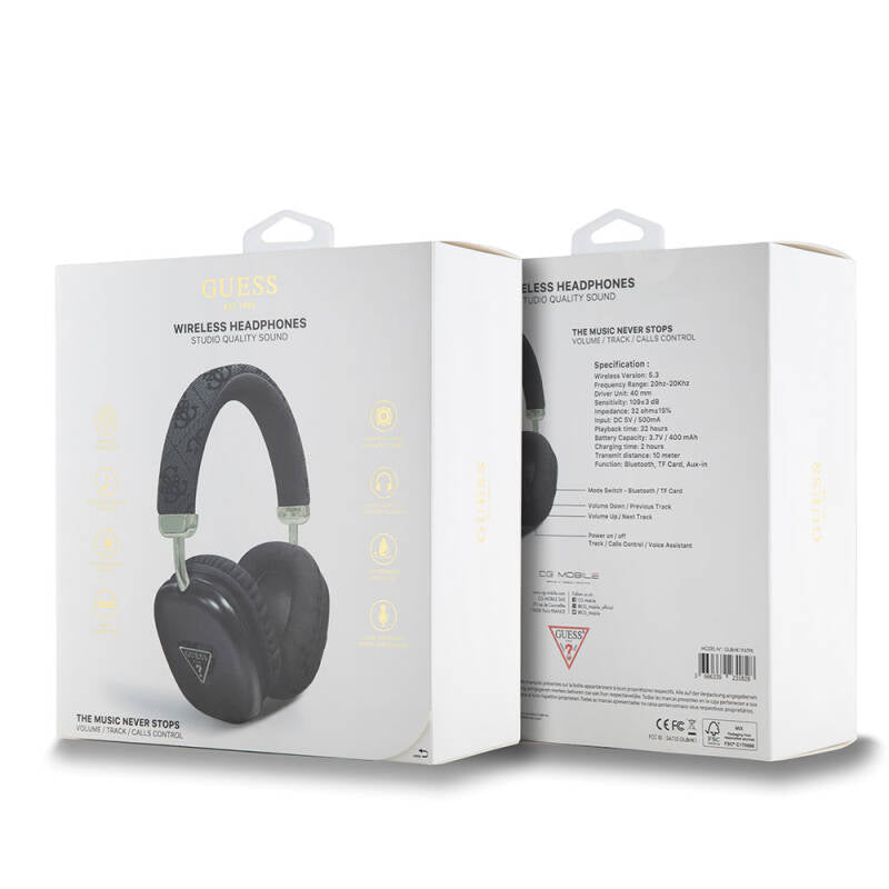 Gues Orjinal Lisanslı PU 4G Desenli Üçgen Logolu Kulak Üstü Bluetooth Kulaklık