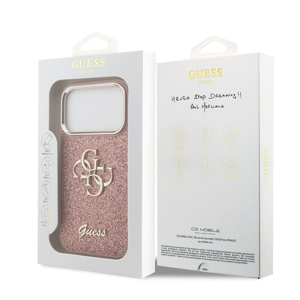 Gues Orjinal Lisanslı 4G Logolu Glitter Kapak Pembe