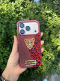 Taşlı Leopar Kılıf Bordo
