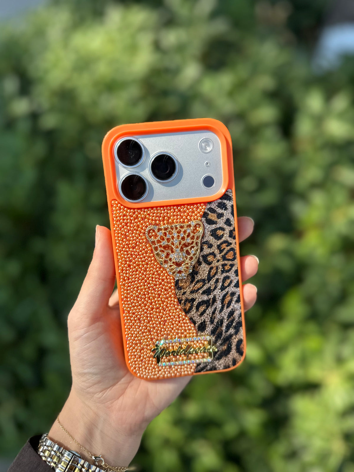 Leopar Taşlı Kılıf Turuncu