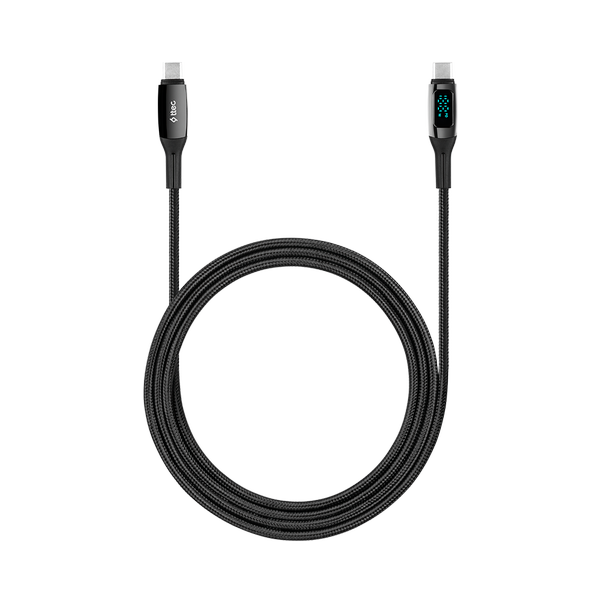 ttec AlumiCable LCD USB-C – USB-C 100W PD/QC 150cm Hızlı Şarj/Data Kablosu Siyah