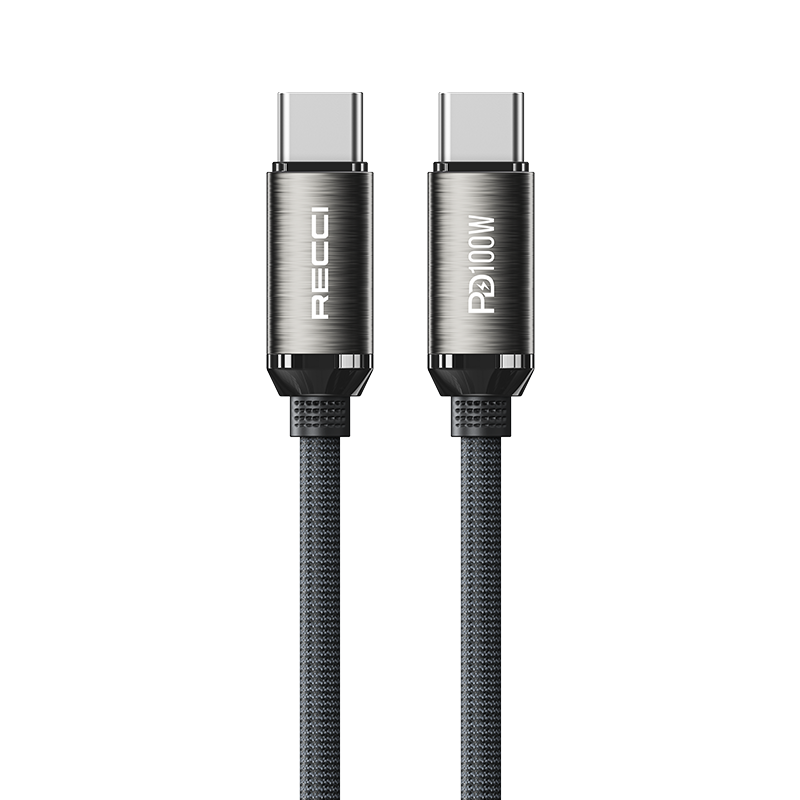 Recci  Type-C to Type-C PD 100W Örgü Tasarımlı Hızlı Şarj Özellikli Data ve Şarj Kablosu 1M