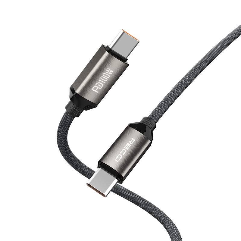 Recci  Type-C to Type-C PD 100W Örgü Tasarımlı Hızlı Şarj Özellikli Data ve Şarj Kablosu 1M