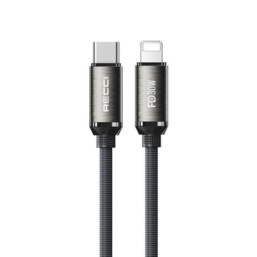 Recci Type-C to Lightning PD 30W Örgü Tasarımlı Hızlı Şarj Özellikli Data ve Şarj Kablosu 1M